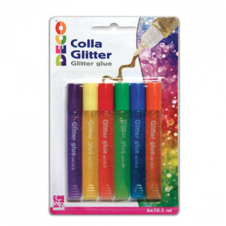 Colla glitter in tubetto da 10.5 ml, confezione da 6 pezzi