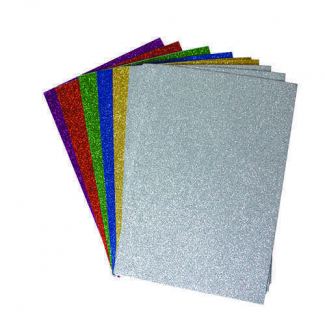Foglio gomma adesiva glitter A4, confezione da 10 fogli colori assortiti