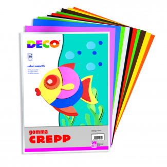 Fogli gomma Crepp, colori assortiti, confezione da 10 pezzi