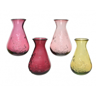 Vaso in vetro decorato, diametro 12 cm, altezza 20 cm, colori assortiti
