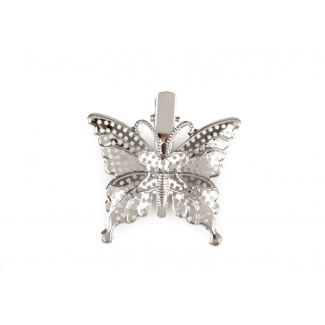Farfalla in metallo argento con clip, 5x5 cm, confezione da 4 pezzi