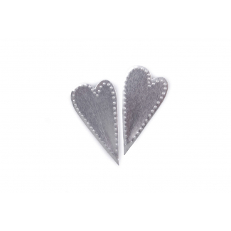 Cuore in metallo argento con adesivo, 3x3 cm, confezione da 8 pezzi