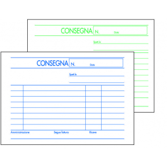 Blocco da 50 buoni consegna 2 copie autoricalcanti, formato 16.5x12 cm, confezione da 10 pezzi