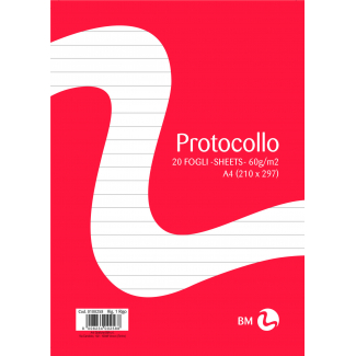 Foglio protocollo A4, confezione da 20 pezzi