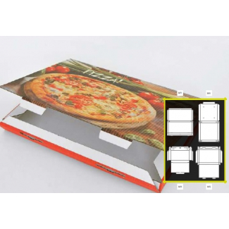 Scatola pizza fantasia generica formato 35x100, altezza 5cm, cartone da 50 pezzi