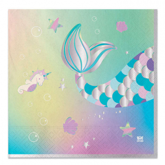 Tovagliolo carta fantasia "Sirene", confezione da 20 pezzi