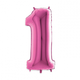 Palloncino sagomato a numero, colore fuxia, altezza 102 cm