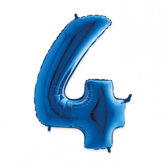 Palloncino sagomato a numero, colore blu metallizzato, altezza 102 cm