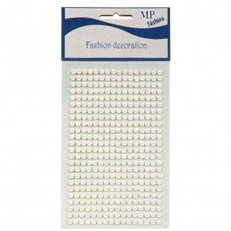Perle crema opaco autoadesive di forma semisferica, in strisce da 8.5 cm