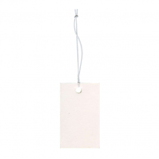 Etichetta tag rettangolare in cartoncino kraft bianco con filo elastico