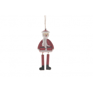 Babbo Natale in legno da appendere rosso