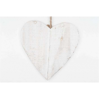 Cuore in legno bianco diametro 25 cm, confezione da 5 pezzi