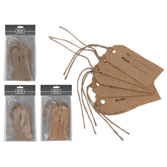 Chiudipacco avana con cordino, confezione da 6 pezzi, modelli assortiti