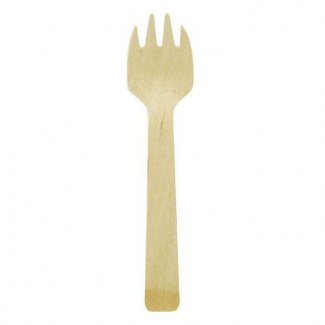 Forchettina tre punte in bamboo 14cm confezione da 100 pezzi