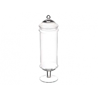 Vaso in vetro cilindrico con coperchio, altezza 40 cm e diametro 14 cm
