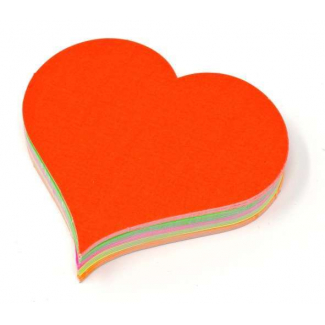 Segnaprezzo in cartoncino, forma cuore, 85x80 mm, colori assortiti fluo, confezione da 50 pezzi