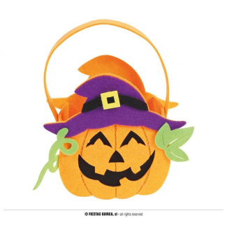 Cestino in feltro a forma di zucca, 17x20 cm