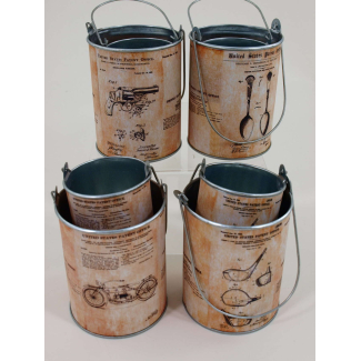 Contenitore in metallo con manico, modelli assortiti, varie misure