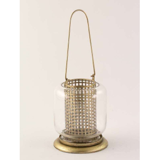 Lanterna in metallo e vetro, altezza 40 cm