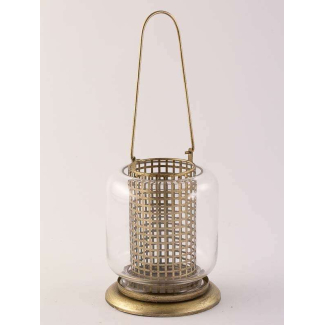 Lanterna in metallo e vetro, altezza 20 cm