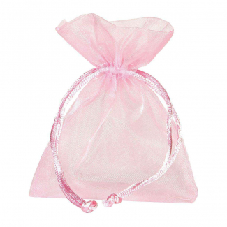 Sacchetto in organza rosa con tirante, confezione da 10 pezzi