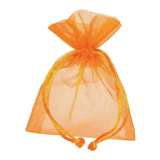 Sacchetto in tessuto organza arancione con tirante, confezione da 10 pezzi
