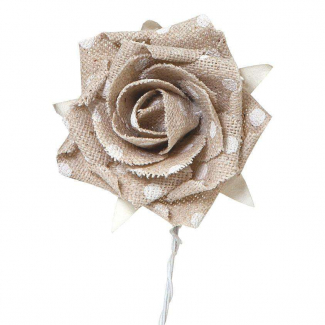 Rosa in tessuto écru pois bianco cm 4.3 confezione da 9 pezzi
