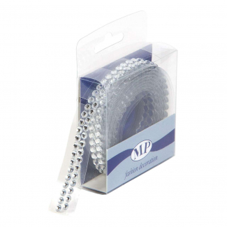 Rotolo sticker strass argento adesivi, lunghezza 1.5 metri