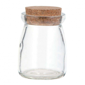 Vasetto in vetro da 95 ml, con base tonda e tappo di sughero
