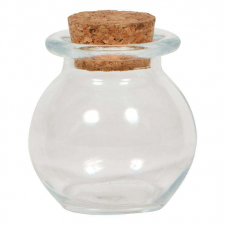 Vasetto in vetro da 50 ml, con base tonda e tappo di sughero, cartone da 180 pezzi