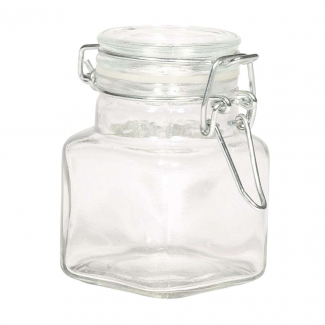 Vasetto in vetro da 90 ml, con base quadrata e chiusura ermetica, cartone da 72 pezzi