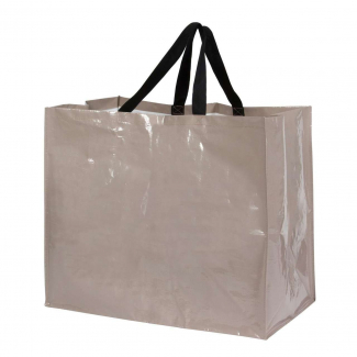 Maxi shopper in tessuto non tessuto plastificato tortora, formato 60+40x55cm