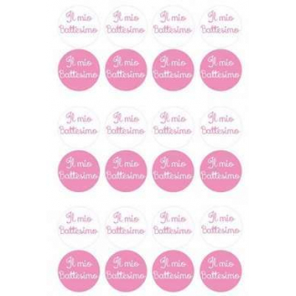 Etichetta adesiva grafica "il mio battesimo" rosa, confezione da 240 pezzi