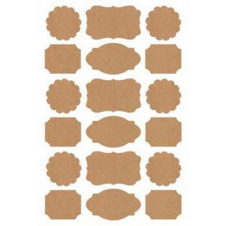 Etichetta adesiva kraft avana, forme sagomate assortite, 3x5 cm, confezione da 180 pezzi