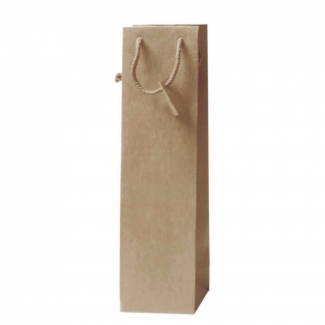 Shopper da 1 bottiglia in kraft, con maniglia in cordone cotton e tag