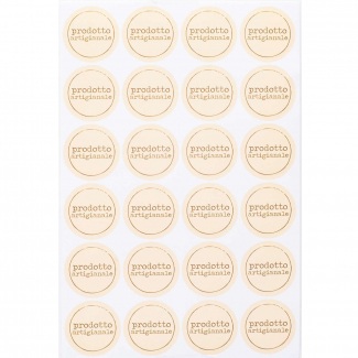 Etichetta adesiva rotonda crema con scritta "Prodotto artigianale", diametro cm 3, confezione da 240 pezzi
