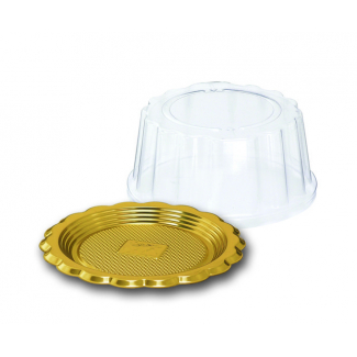 Monoporzione mini disco "Medoro" in plastica oro metal, confezione da 100 pezzi