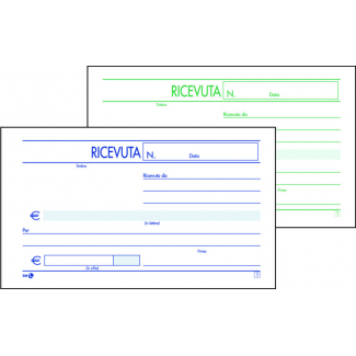 Blocco da 50 ricevute generiche 2 copie autoricalcanti, formato 16.5x9.8 cm, confezione da 5 pezzi