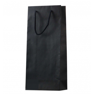 Shopper nero portabottiglia, con maniglia cordone cotone