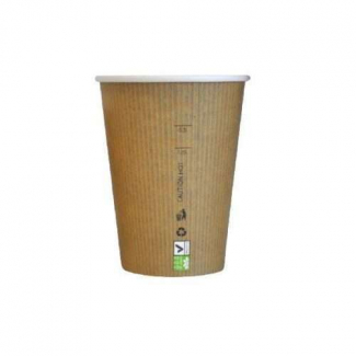 Bicchiere cappuccio kraft avana 230cc biodegradabile confezione da 50 pezzi