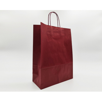 Shopper bordeaux sealing millerighe con maniglia ritorta