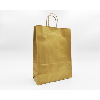 Shopper oro metal in carta kraft con maniglia ritorta