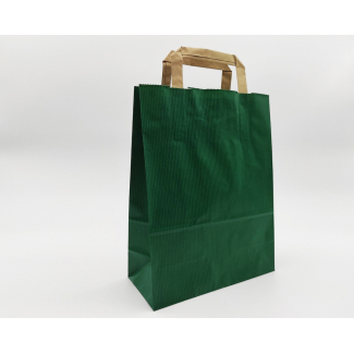 Shopper sealing millerighe verde scuro con maniglia piatta