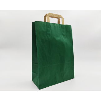 Shopper sealing millerighe verde scuro con maniglia piatta