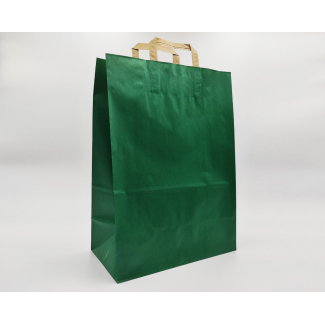 Shopper sealing millerighe verde scuro con maniglia piatta