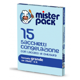 Sacchetto per congelatore con laccetti di chiusura