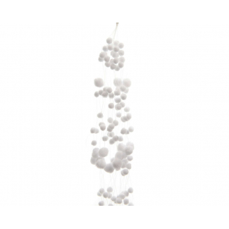 Ghirlanda con palline di  neve bianche, lunghezza 135 cm