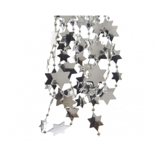 Filo di stelle e perline argento, diametro 2.6 cm, lunghezza 270 cm