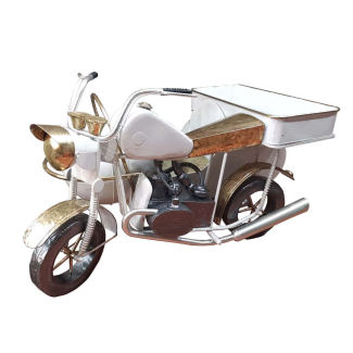 Sidecar in metallo bianco e oro, lunghezza 170 cm