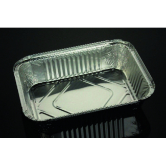 Vaschetta alluminio da 5 porzioni, base rettangolare, con predisposizione chiusura coperchio cartoncino alluminato